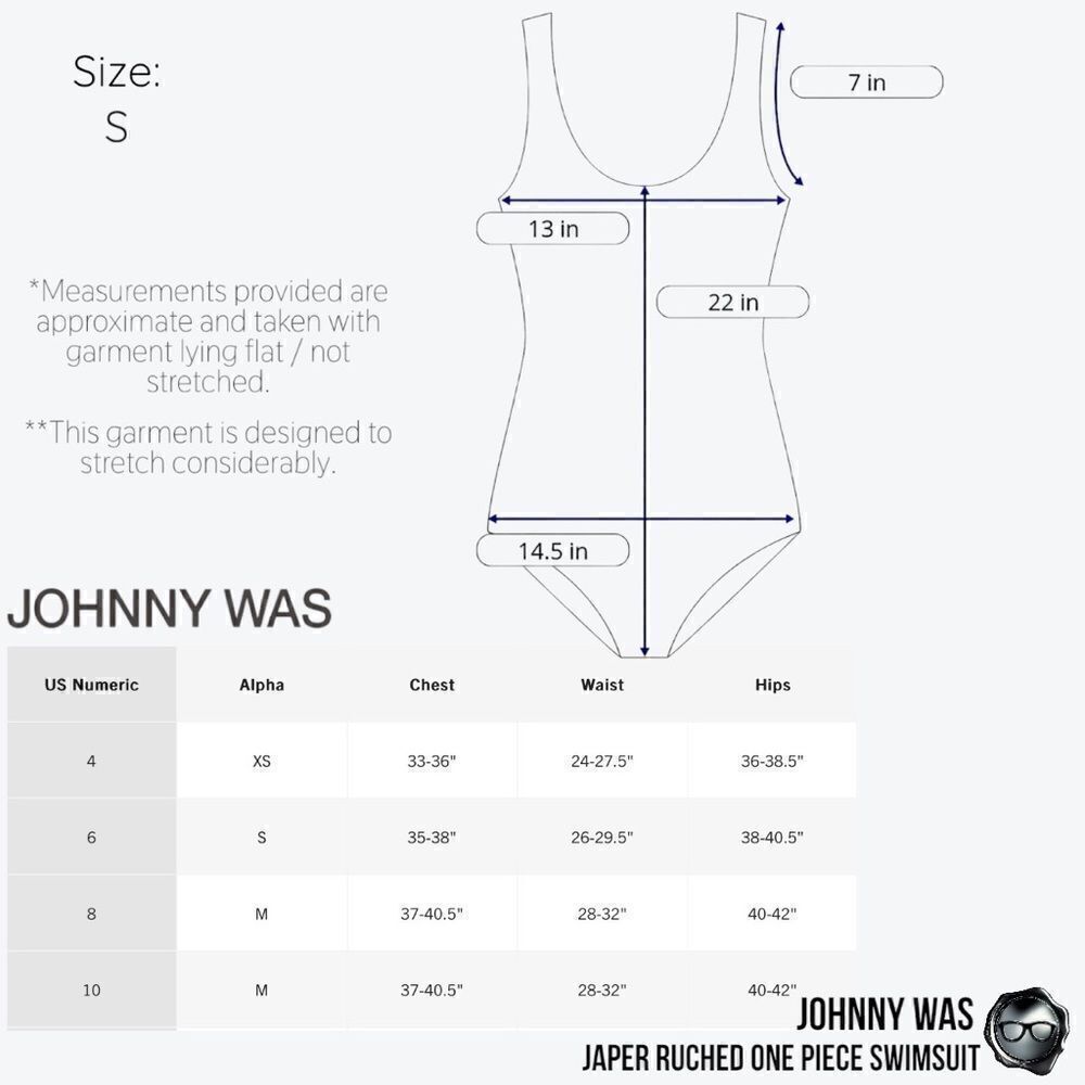JOHNNY WAS JAPER RUCHED ONE PIECE SWIMSUIT IN FLORAL BLUE RED SMALL, LARGE NEW - Picture 14 of 16